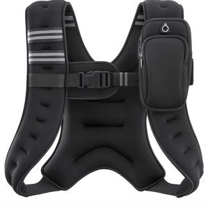 Reflective Black Padded Safety Vest with Phone Pouch